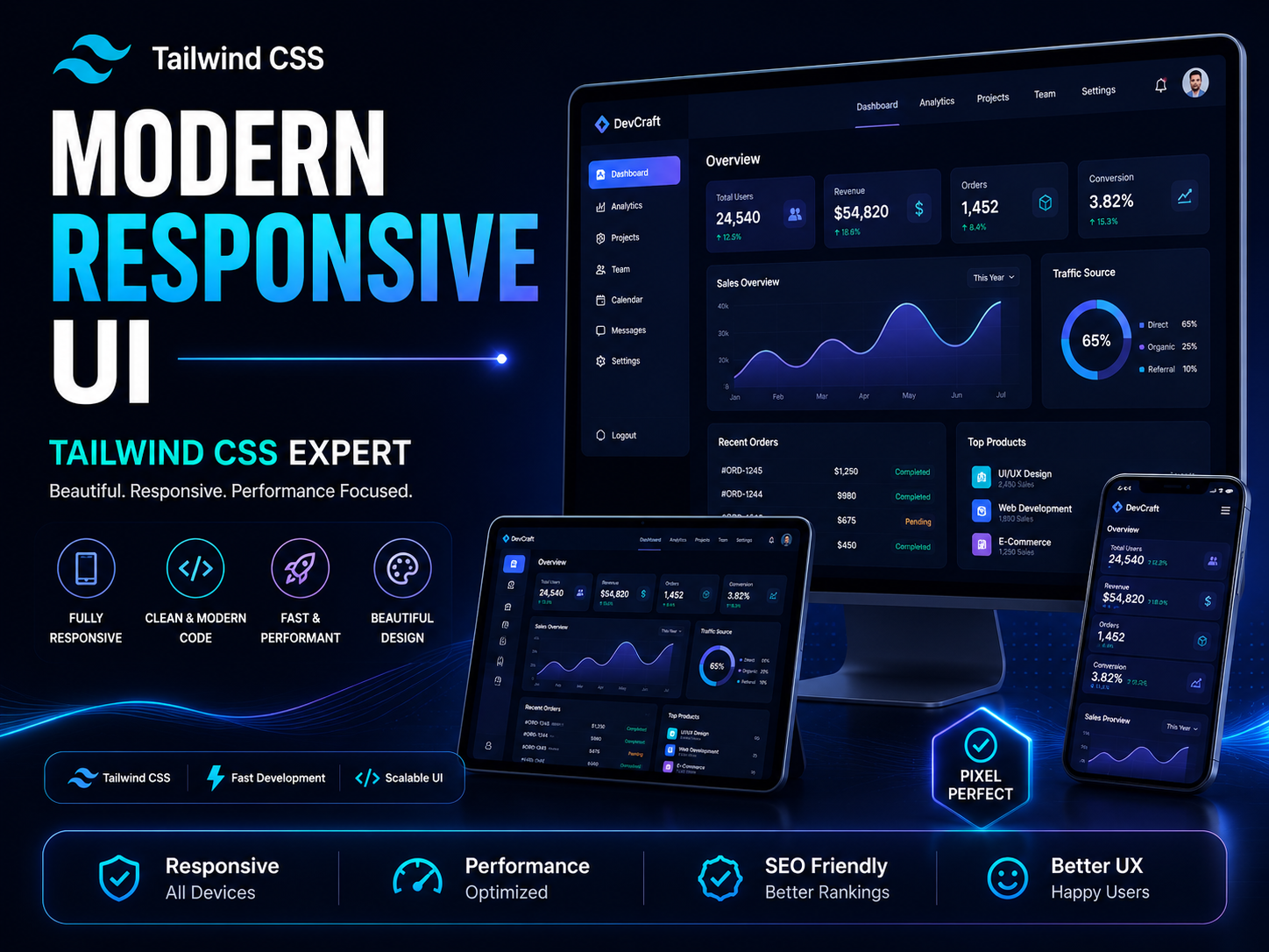 Modern Responsive UI Using Tailwind CSS